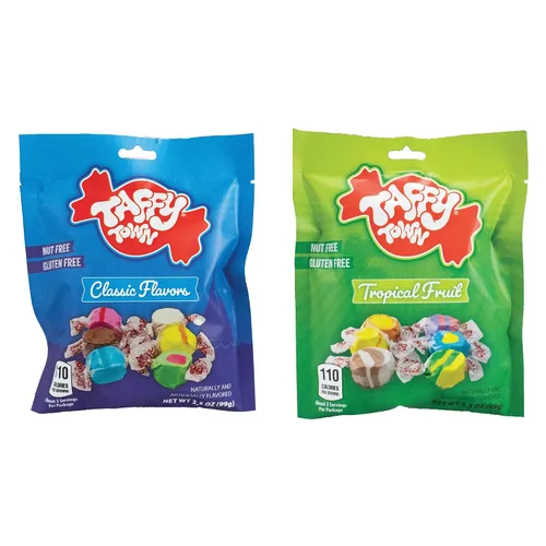 Taffy Town Paquete de golosinas de agua salada – Mezcla surtida y tropical | Dulces gourmet estilo turrón | Suave y delicioso | Bocadillos de verano