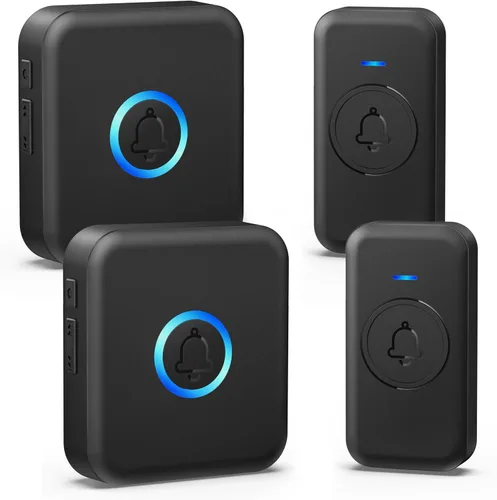 Vista 13 de FOVKSUC Timbre inalámbrico, timbre de puerta impermeable con 60 campanadas, 5 niveles de volumen y 2 modos silenciosos, timbres de puerta