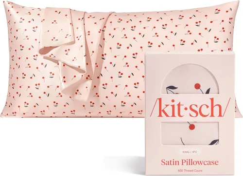 Vista 32 de Kitsch - Funda de almohada de satén con cremallera de tamaño queen/estándar, para el cabello y la piel, funda refrescante más suave que la seda