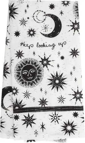 Vista 28 de Karma Gifts - Toalla de té bohemia en blanco y negro, perro, 28 pulgadas de largo x 20 pulgadas de ancho