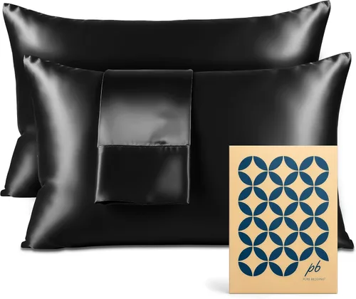 Vista 50 de Pure Bedding Sábanas de satén de lujo para cama individual de hotel, juego de sábanas de microfibra extra suave de 1800, resistente a las arrugas, a