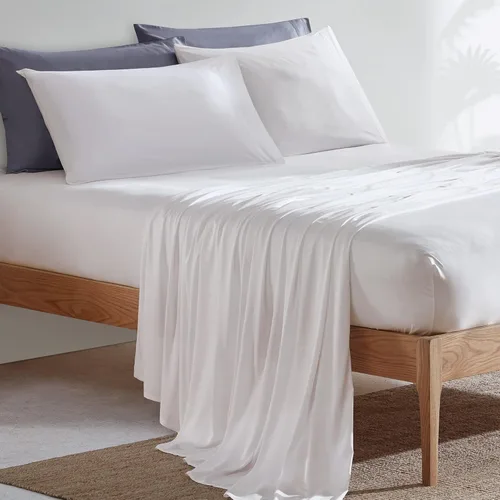 Vista 10 de SLEEP ZONE Sábanas tamaño individual, 100% viscosa derivada del bambú, juego de sábanas refrescantes sedosas tamaño Queen, bolsillo profundo de 16