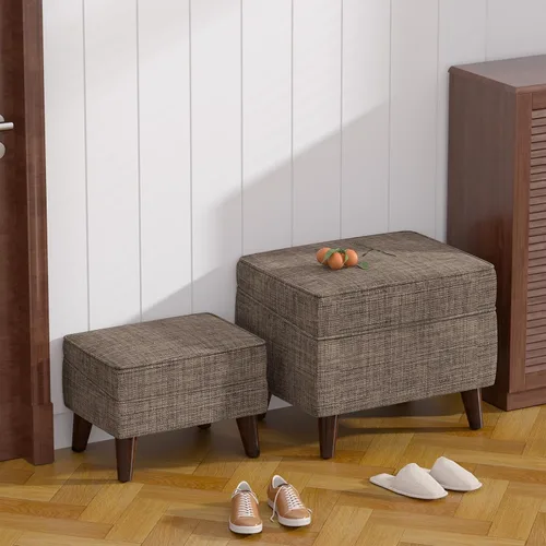 Vista 15 de FAGAGA Otomanas con Almacenamiento con Funda Ajustable, BOGO, Taburete de Paso Suave, Reposapiés y Asiento, Juego de Reposapiés para Sala de Estar