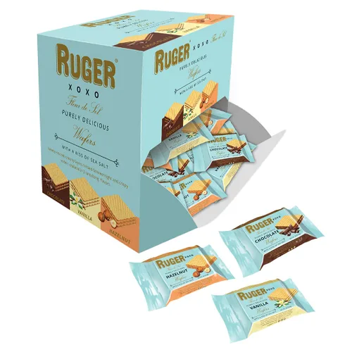 Ruger Obleas XOXO fabricadas con un beso de sal marina, mini obleas expositoras, 96 unidades