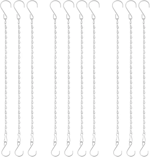 Vista 9 de Cadena de cesta colgante, cadenas negras de 3 puntos de 20 pulgadas con ganchos para cestas colgantes, macetas, perfectas para decoración