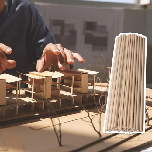 Vista 6 de BQLZR Varillas redondas de madera de abedul de 12.0 in de longitud y 0.197 in de diámetro, para construcción de lollies, modelo arquitectónico