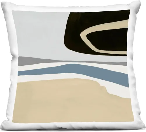 Stupell Industries Ruth Fromstein - Almohada de diseño abstracto geométrico beige, 18 x 18 pulgadas