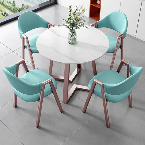 Vista 21 de YVYKFZD Office Reception Room Club Table, Round Conference Table for 4, Simple Kitchen Dining Table Set with Metal Legs, Small Conference Room Table