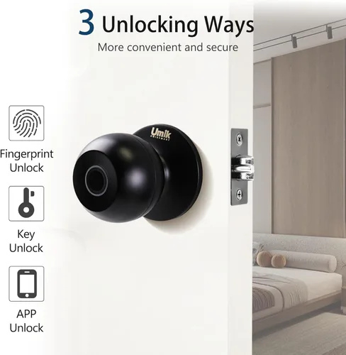 Vista 5 de Cerradura de puerta inteligente de entrada sin llave para dormitorio, hogar, oficina de apartamentos, control de aplicación (negro mate)
