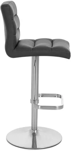 Vista 29 de Zuri Muebles Taburete de bar moderno de altura ajustable gris exuberante con base plana redonda cepillada