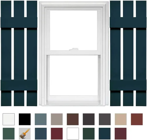Vista 23 de Mid America - Persiana estándar de vinilo tipo revestimiento exterior de madera de 4 tablones de 14 pulgadas (1 par)