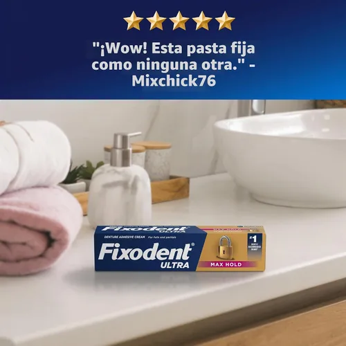 Vista 6 de Fixodent Ultra Max Hold Secure - Crema adhesiva para dentaduras postizas completas y parciales, 2.2 onzas (paquete de 4)