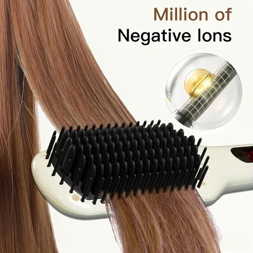 Vista 6 de MEGAWISE Pro - Cepillo alisador de pelo iónico de cerámica, doble voltaje universal, cable de alimentación giratorio, tecnología de calentamiento