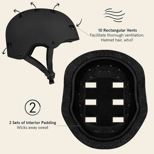 Vista 3 de Retrospec Retrospec Dakota - Casco de patineta de protección premium, multideporte, bicicleta, BMX, patinaje, scooter y casco de patinaje