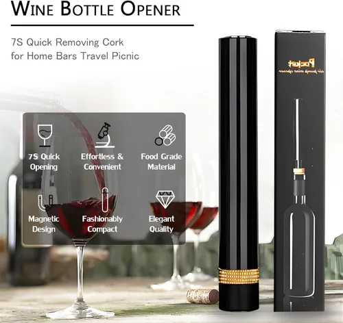 Vista 2 de Mini abridor de vino Abridor de botellas de vino portátil de bolsillo para viajes con bomba de presión de aire Diseño ensamblable Sacacorchos 7S