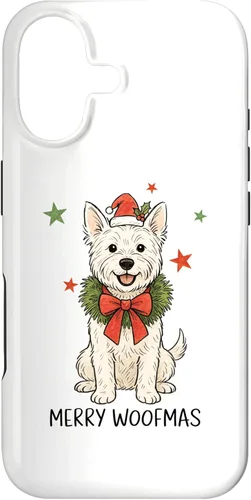 Vista 32 de Merry Woofmas White Terrier Dog Santa Hat Christmas Cute Dog Case for iPhone 15