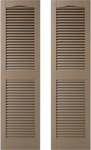 12 pulgadas de ancho x 25 pulgadas de alto Builders Edge, montante central superior de catedral estándar, persianas de lamas abiertas, incluye