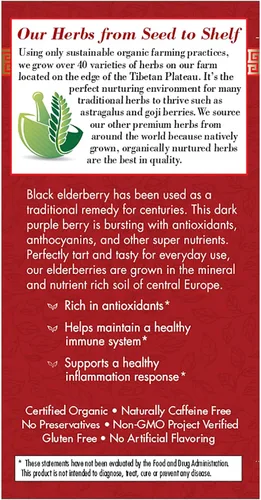 Vista 5 de Bravo Tea Absolute Elderberry Herbal Tea Caffeine Free, 20 Tea Bags