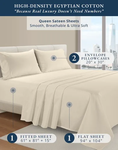 Vista 438 de LANE LINEN - Sábanas individual 100% algodón egipcio suave, cómodo y grueso de calidad de hotel, costuras reforzadas totalmente elásticas, sin