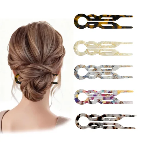 5 horquillas francesas para mujer, horquillas para el cabello en forma de U | 5 French hair pins for elegant updos, buns & twists. U-shaped acetate