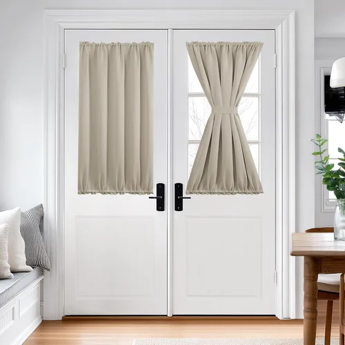 Vista 13 de Deconovo - Cortinas opacas para puerta francesa para ventana de puerta Gris oscuro