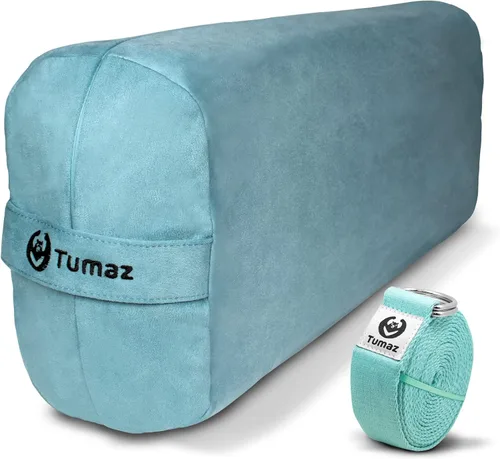 Vista 13 de Tumaz Yoga Bolster Set - Rectangular Bolster Pillow for Restorative Yoga, Soft Meditation Pillow with Carry Handle and 8-Feet Strap, Machine