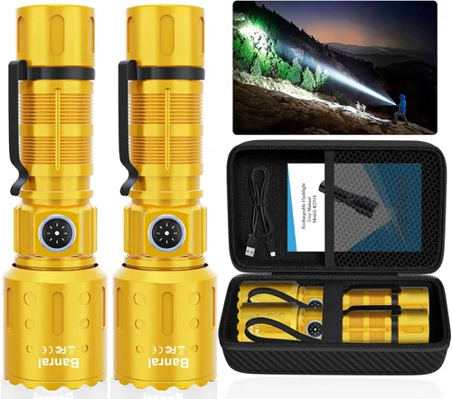 Vista 13 de Banral Linternas de Altos Lúmenes Recargables, Linterna Super Brillante de Largo Alcance Pequeña y Potente, 6 Modos LED Táctica de Bolsillo Turquesa
