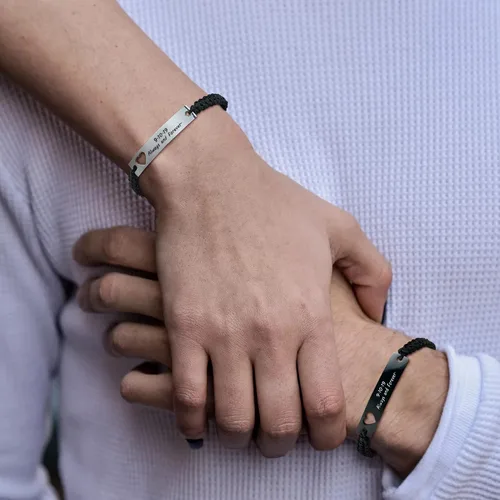 Vista 5 de XUANPAI Personalized Handmade Braided Bracelet with Hollow Heart Symbol Adjustable Rope Woven Bangle for Couple