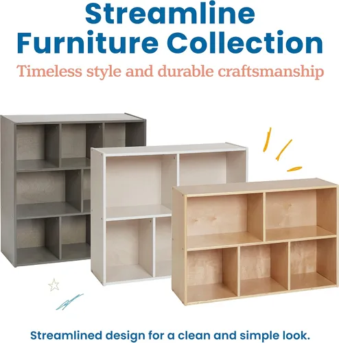 Vista 10 de ECR4Kids Streamline - Armario de almacenamiento de 5 compartimentos, 30 pulgadas, muebles de aula, gris lavado