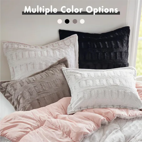 Vista 7 de Madison Park - Juego de colcha individual reversible de piel sintética elegante con reverso suave y mullido tipo visón, edredón pesado de 6D