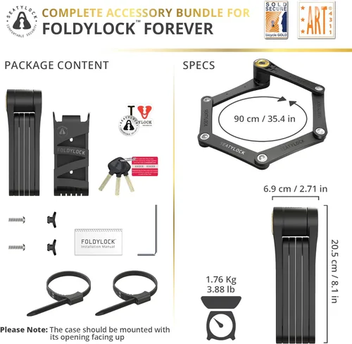 Vista 8 de Seatylock FoldyLock Classic Folding Bike Lock - Patented High Security Sold Secure Silver Bicycle Lock - Heavy Duty Anti Theft Secure Guard with