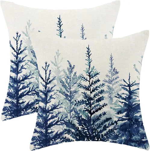 Vista 22 de Fundas de almohada de Navidad 40 x 40 cm, juego de 2 cojines con diseño de copo de nieve, a cuadros color negro y rojo, funda de almohada de búfalo