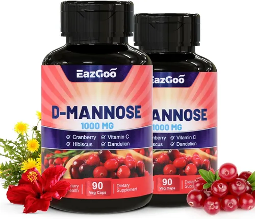 Vista 8 de Suplemento de D-manosa – Cápsulas de 1000 mg con arándano, vitamina C, hibisco y extracto de diente de león, apoya la salud urinaria, cápsulas