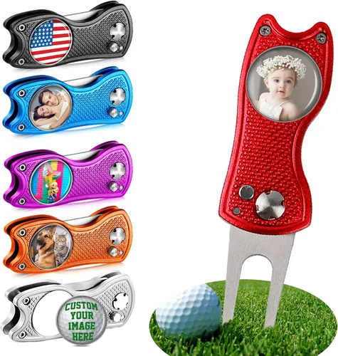 ubmpj Kits de herramientas de golf personalizados con marcadores de bola, herramienta plegable personalizada con tu foto/logotipo, varios