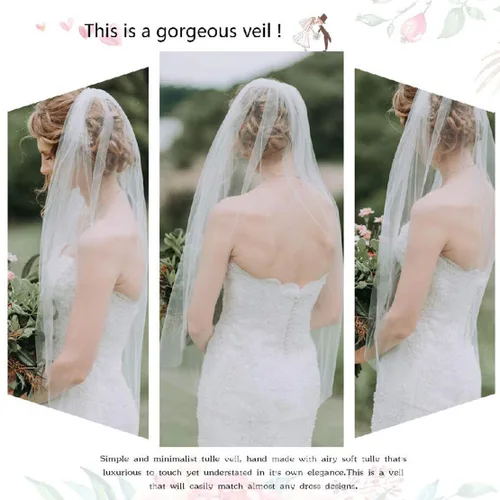 Vista 5 de Fangsen Wedding Bridal Veil with Comb 1 Tier Bridal Fingertip veil (Fingertip White)