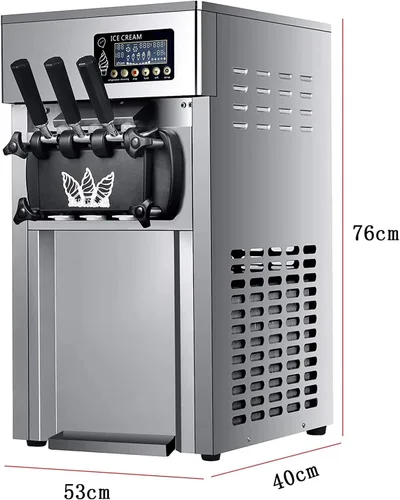 Vista 6 de Máquina de helado comercial de 3 sabores de 18L/H, máquina de helado granizado de 1200 W profesional con pantalla LED, limpieza automática