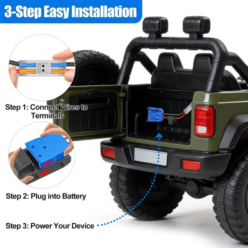 Vista 5 de Power Wheels Adaptador de batería para baterías Kobalt de 24 V Max, terminales de cable de calibre 14 con protección de fusible de 30 A, se adapta a