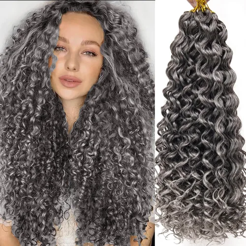 Vista 20 de 8 Paquetes de Cabello Rizado con Ganchillo GoGo para Mujeres, Cabello Rizado con Ganchillo para Trenzas de Ola Profunda, Extensiones de Cabello