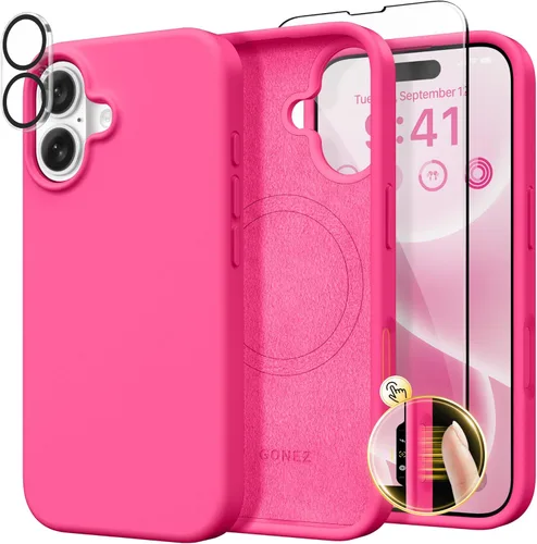 Vista 1522 de GONEZ Funda magnética para iPhone 14, compatible con Magsafe, con protector de pantalla + protector de cámara, forro de microfibra antiarañazos