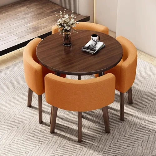 Vista 8 de YVYKFZD Office Reception Room Club Table, Small Kitchen Dining Table Set for 4, Round Conference Table, Simple Conference Room Table and Chairs Blue