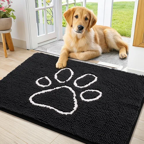 Vista 17 de Smiry Tapete para puerta de perro para patas fangosas, absorbente que atrapa la suciedad, antideslizante, de secado rápido, lavable, tapete