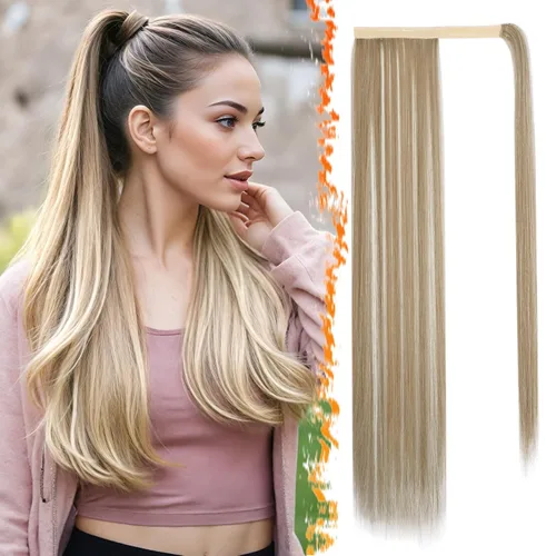 Vista 44 de BARSDAR Extensión de Cola de Caballo Corta y Recta - Extensiones de Cabello de Cola de Caballo con Cordón de 14 Pulgadas en Negro para Mujeres