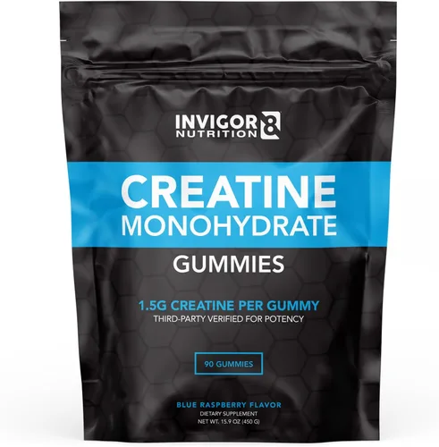 INVIGOR8 Gomitas de creatina, monohidrato de creatina sin OMG para hombres y la mejor creatina para mujeres, 0.16 oz de creatina por porción, 90
