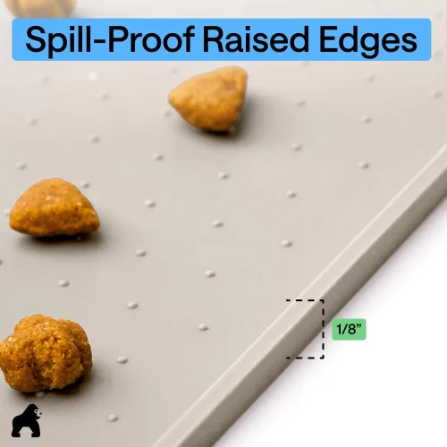 Vista 7 de GORILLA GRIP Alfombrilla para mascotas 100% impermeable con bordes elevados de silicona sin BPA, alfombrillas para comida de gatos y perros que
