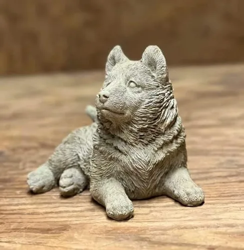 Vista 8 de Estatua de cachorro de Husky siberiano Deailed que pone cachorro siberiano Husky figura concreto decoración al aire libre