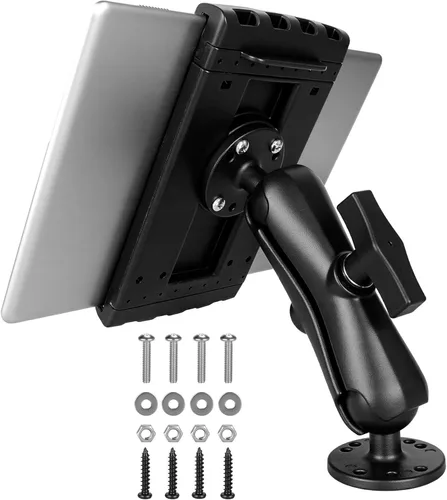 Vista 8 de Soporte de aluminio para tablet iPad, soporte para tableta de cocina para UTV/escritorio/silla/bicicleta de fitness/soporte de micrófono/bicicleta
