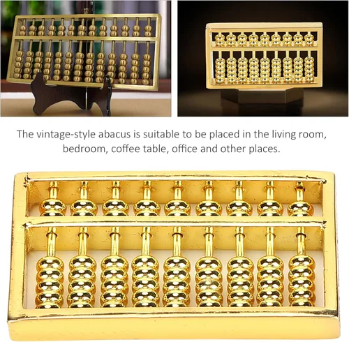 Vista 2 de GLOGLOW Ábaco antiguo chino, 1.8 x 1 pulgadas, mini ábaco de latón, 9 engranajes, herramienta de cálculo de matemáticas chinas, aprendizaje