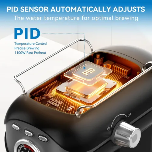 Vista 3 de XIXUBX Máquina de Espresso, Bomba de 20 BAR Control de Temperatura, Cafetera Espresso Compacta con Espumador de Leche al Vapor, Cafeteras