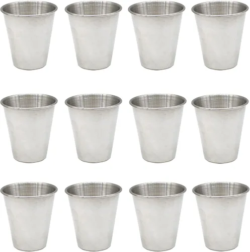 Vista 5 de Yansanido 12 vasos de acero inoxidable de 1 onza (1.0 fl oz) para beber cerveza y vino (paquete de 12, 1 onza)