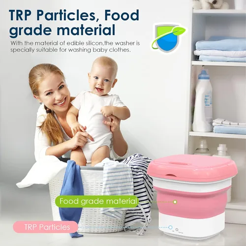 Vista 4 de Lavadora portátil, lavadora de ropa interior, mini lavadora plegable para lavar ropa de bebé, artículos pequeños, adecuada para apartamentos